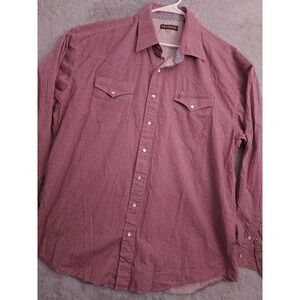 Stetson Shirt Mens 2XL XXL Western Rodeo Pearl Snap Plaid Rancher Cowboy Maroon